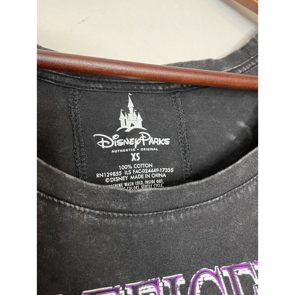 Disney Parks Maleficent Tshirt Womens XS Black Pepper Shirt Cuffed Short Sleeve